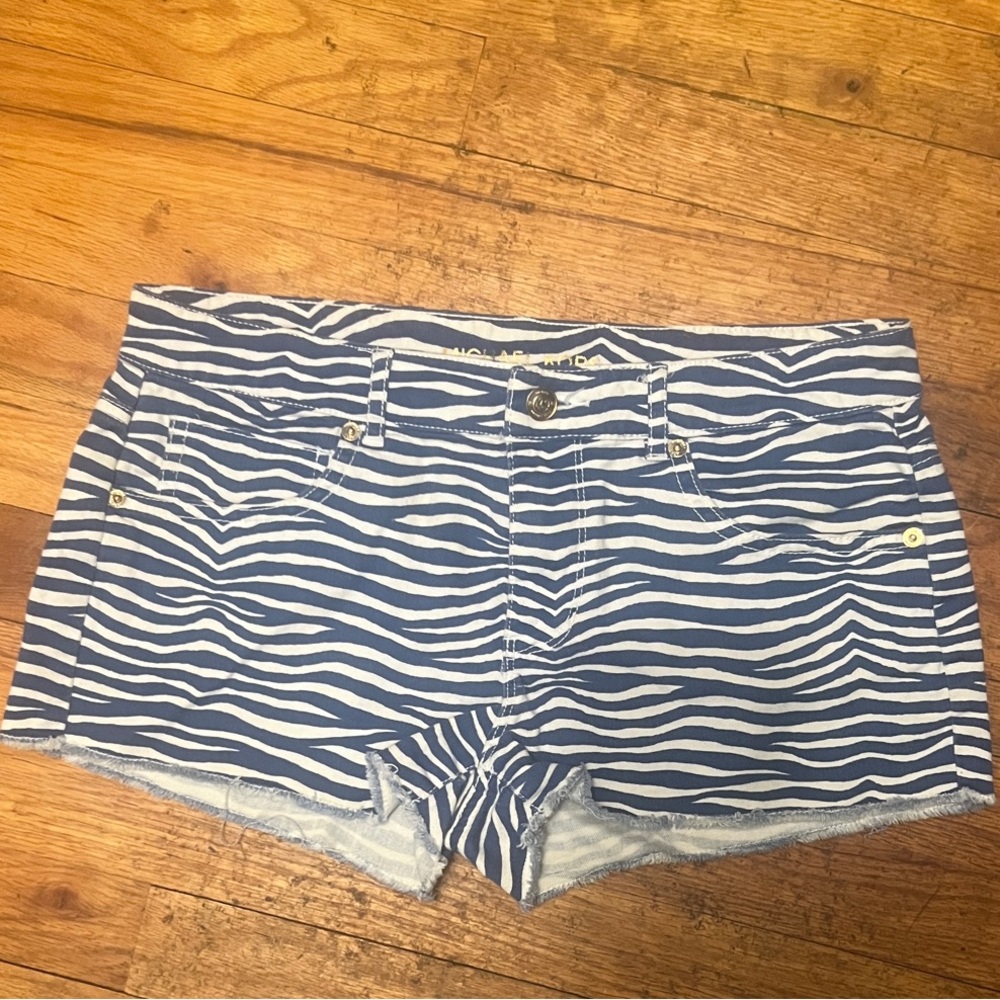 Michael Kors | Navy and White Zebra-Print Denim Shorts